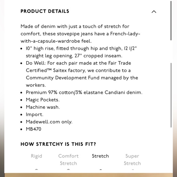 NEW Madewell Stovepipe Jeans in Banberry Wash: Raw-Hem Edition, 26 - Picture 3 of 3